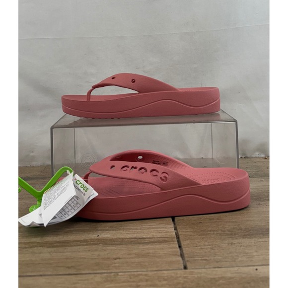 Crocs Kadee II Platform Flip Flops Women's Size 10 Coral Pink Thong Sandals - Picture 8 of 10